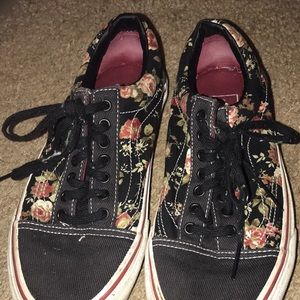 Vans Black Flower Shoes